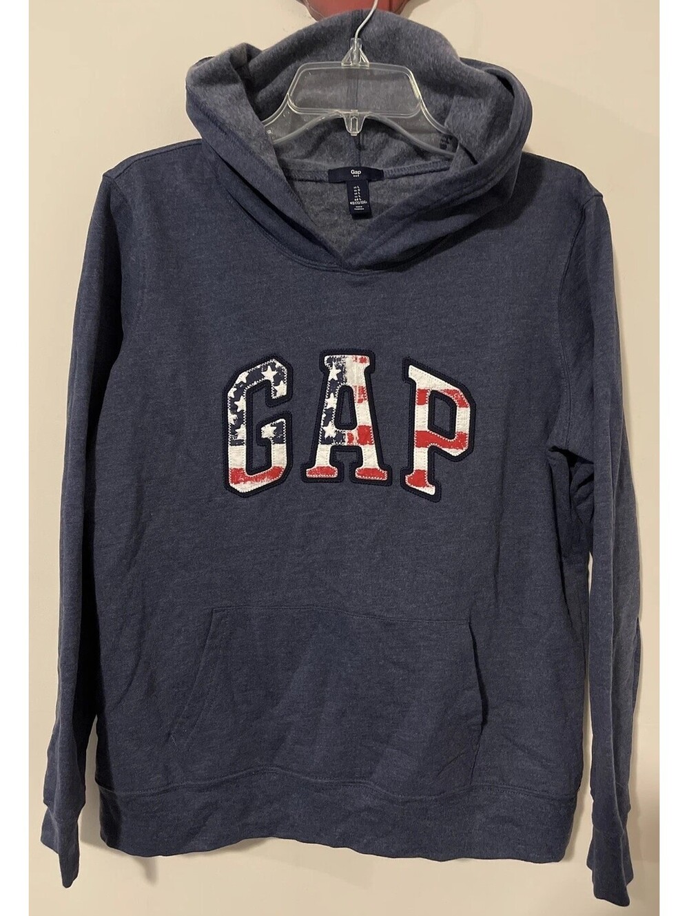 Gap Womens Large Blue USA Patriotic Flag Pullover Long-Sleeved Hoodie! A2019